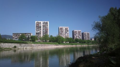 buildings city river