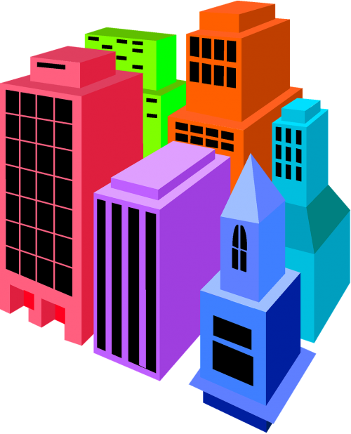 buildings clip art colorful