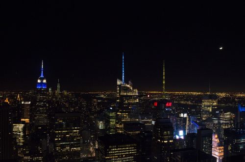 buildings night new york city