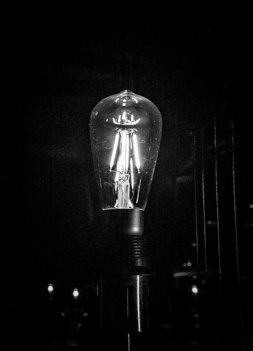 bulb  black and white  light