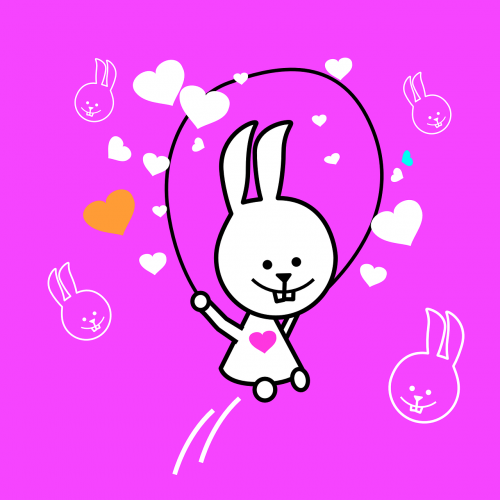 bunny playing pink background