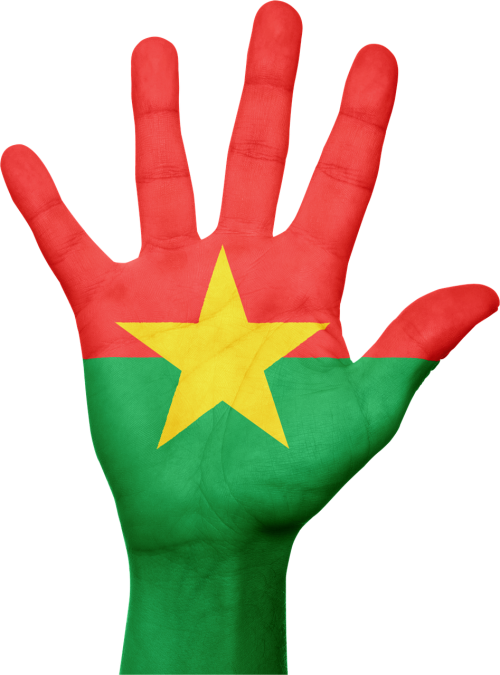 burkina faso flag hand