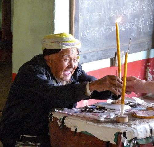 burma temple old man