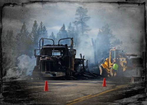 burning truck catastrophe accident