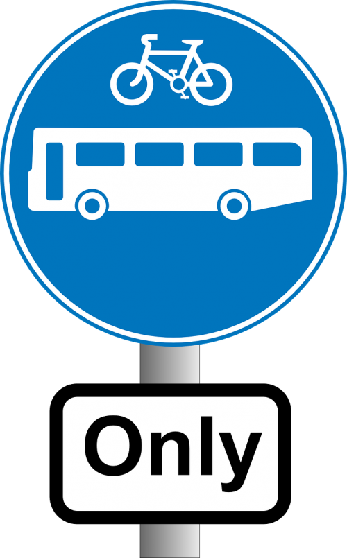 bus bike road sign