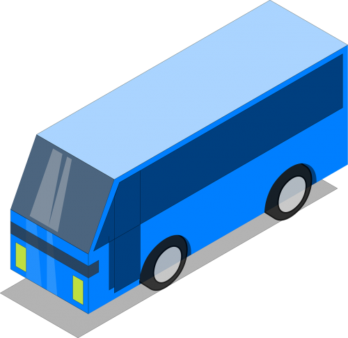 bus blue car