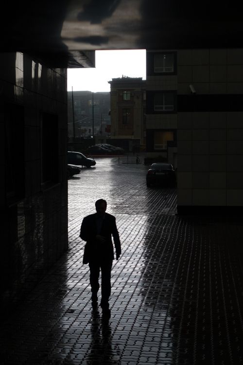 businessman silhouette walking