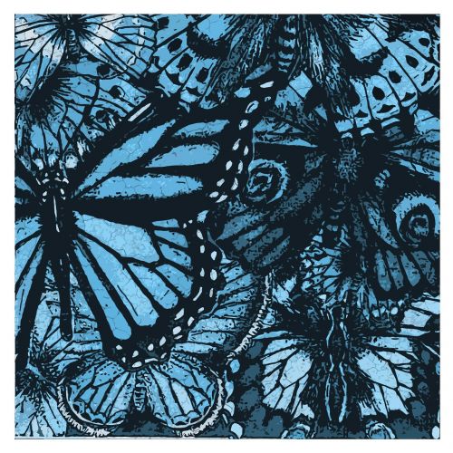 butterflies collage blue