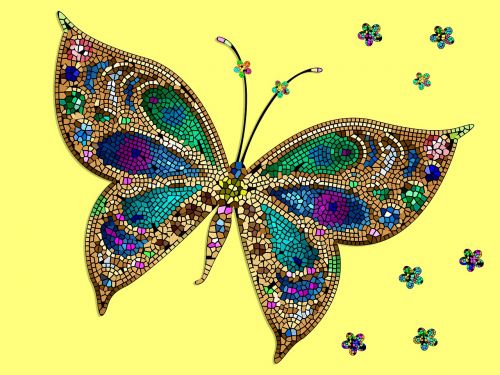 butterfly mosaic yellow