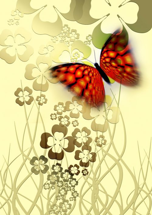 butterfly shamrocks background