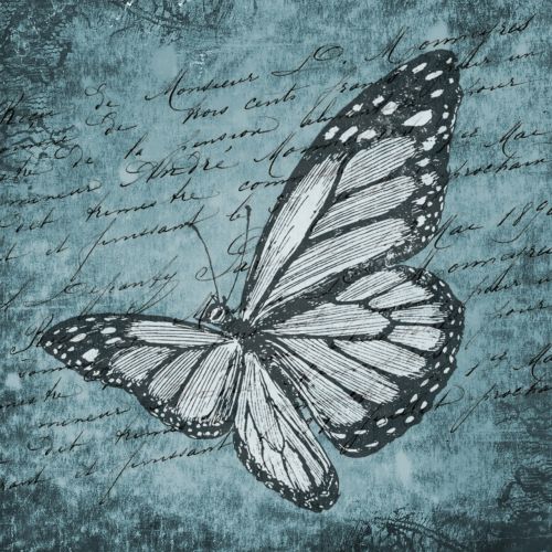 butterfly calligraphy blue