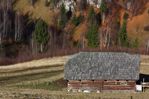 cabin mountains fall