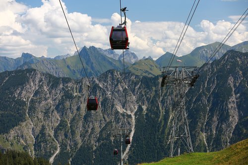 cable car  mountains  clouds