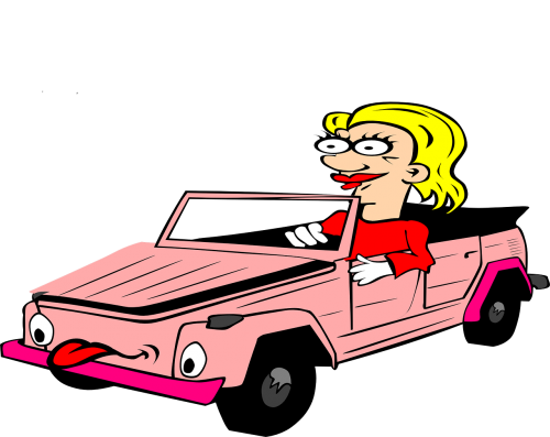 cabriolet cartoon blond woman