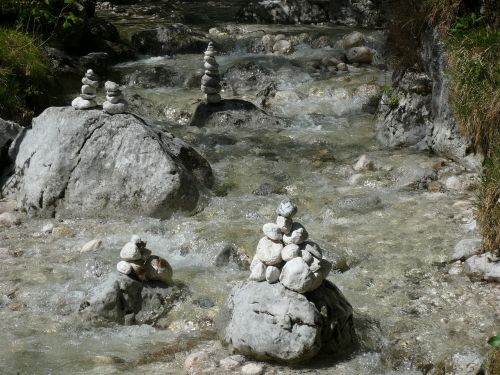 cairn stones riverbed