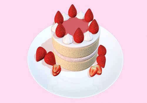 cake strawberry 3d