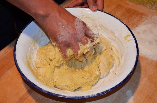 cake yeast kneading dough the bowl