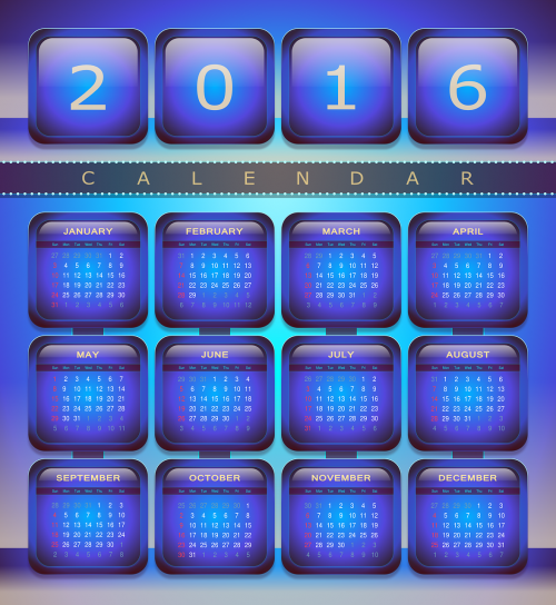 calendar 2016 new year