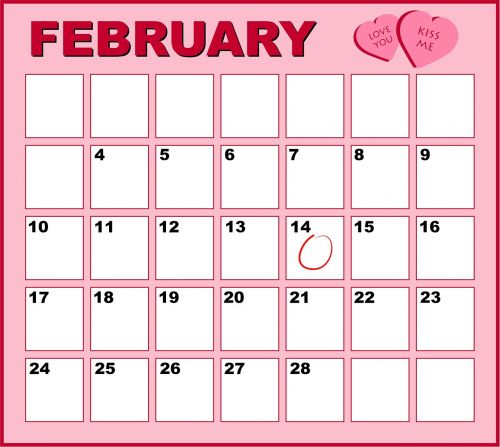 calendar pink february