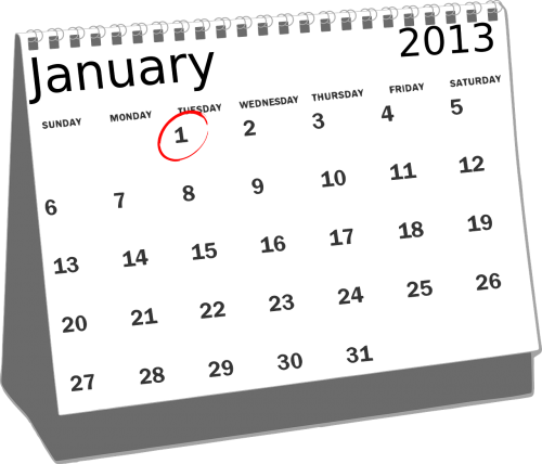 calendar january desk
