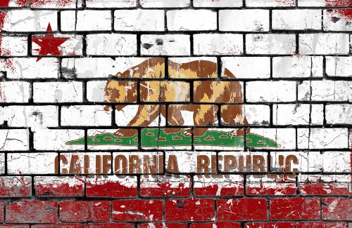 california flag brick wall