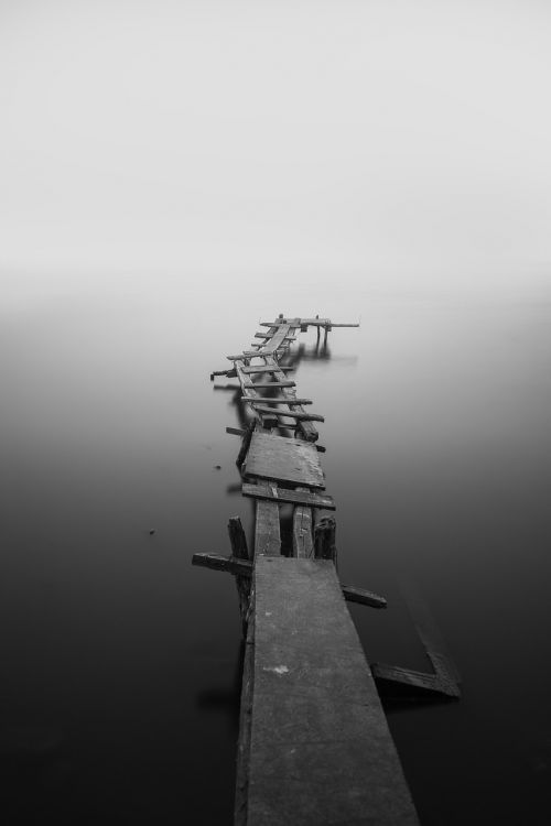calm dock fog