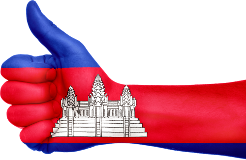 cambodia flag hand
