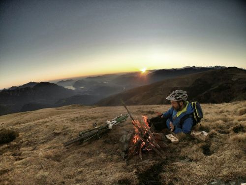 camp fire camping cycling