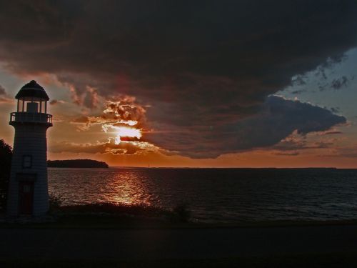 camp patmos lighthouse sunset