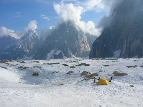 camping mountain snow