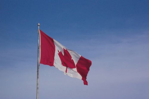 Canadian Flag Blowing In The Wind