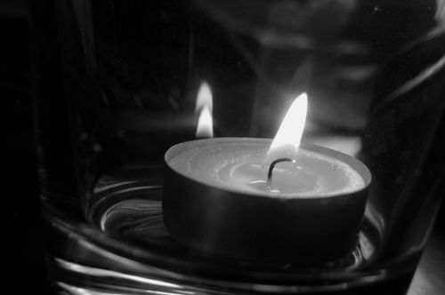 candle glass black and white