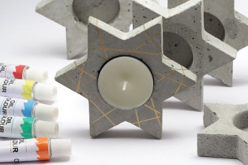candle concrete painted