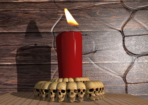 candle skull and crossbones wood