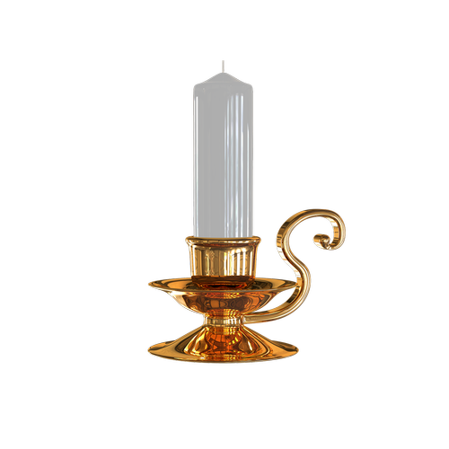 candle holder with candles  transparent background  golden