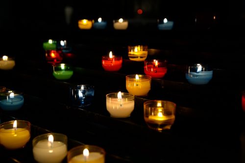 candles lit church