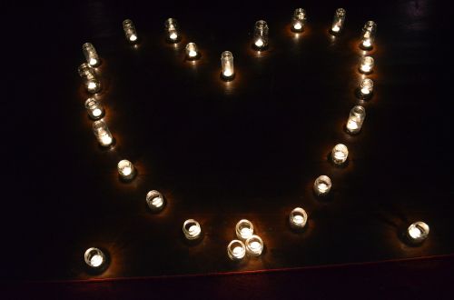 candles heart night