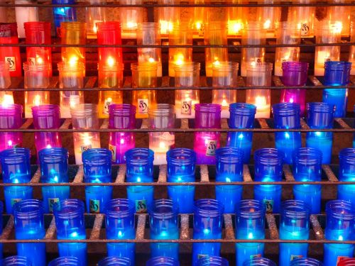 candles colorful grave light