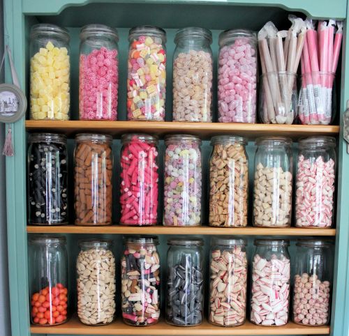 candy sweet shop glass jars
