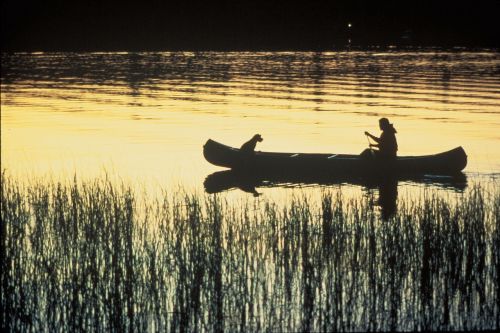 canoe river silhouettes