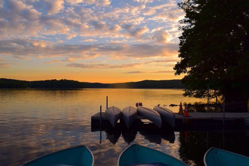 canoes sunset lake