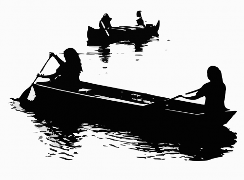 canoes boats paddling
