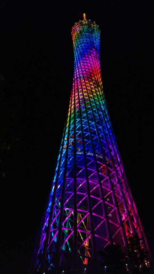 canton tower night view light