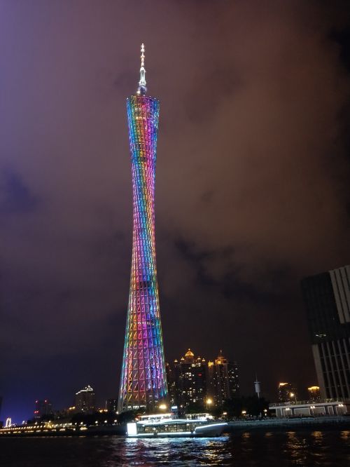 canton tower night view pearl river
