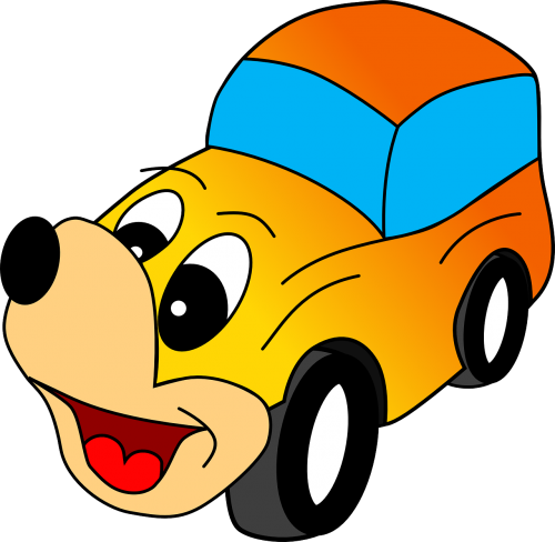 car cartoon dog