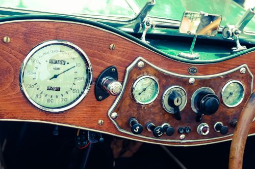 the instrument panel car clock face
