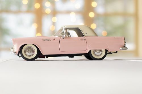 car pink car thunderbird