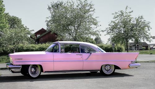 car pink classic car