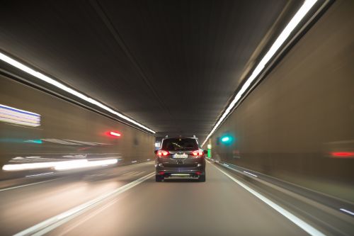 car driving tunnel