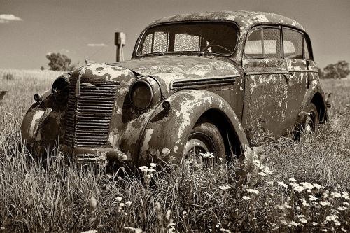 car the abandoned retro